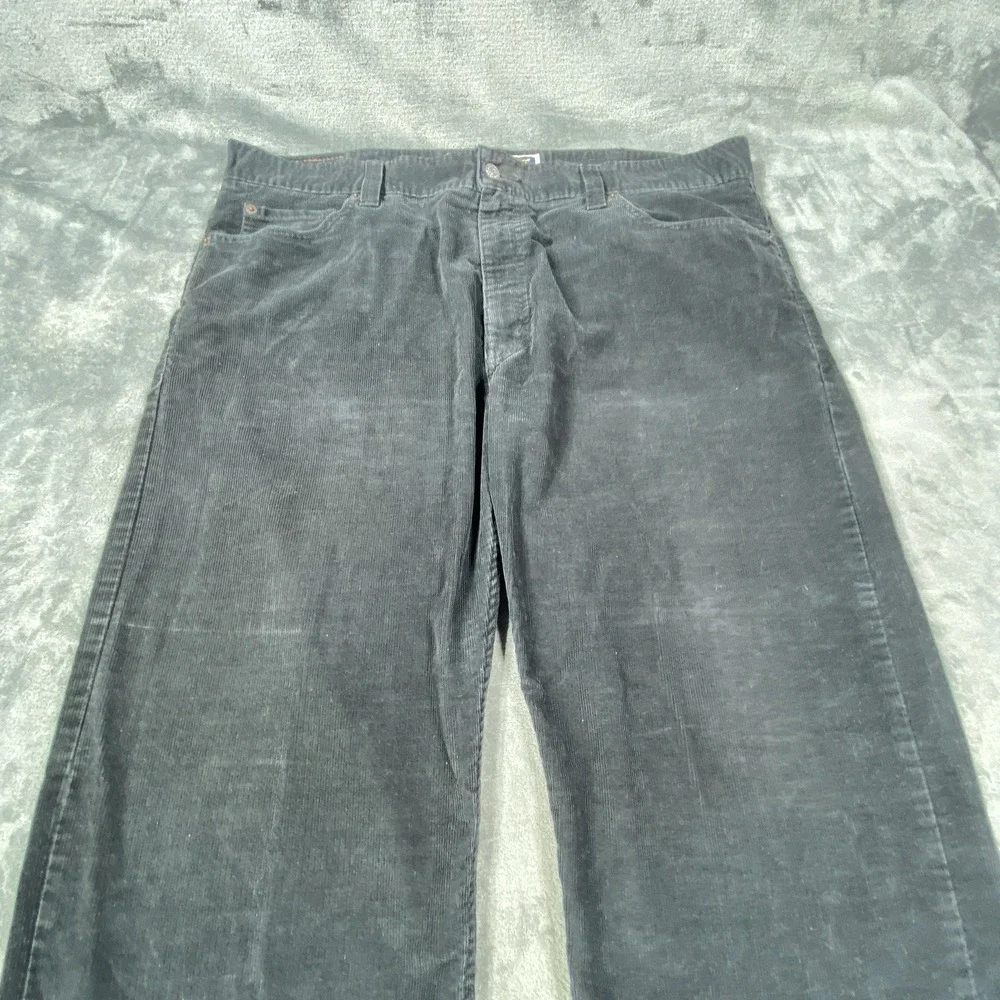 Levi's 549 Corduroy Pants Mens 42x27 Black Low Loose Cords Y2K Heavy Cotton‎
